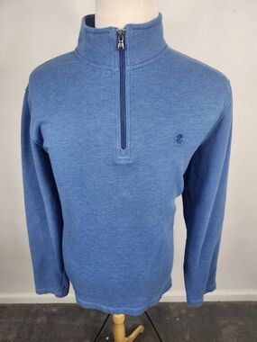 Izod Saltwater Men's XL Blue Turtleneck Quarter-Zip Sweater